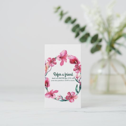 Tropische Hawaiiaanse bloemen Elegant Verwijs een  Aanbevelingskaartje (Staand voorkant)