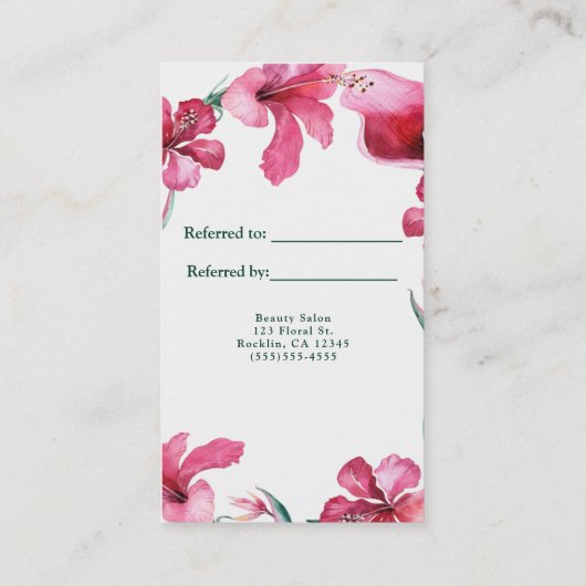Tropische Hawaiiaanse bloemen Elegant Verwijs een  Aanbevelingskaartje (Achterkant)