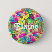 Tropische Hawaiiaanse bloemen en kleurrijke blader Ronde Button 5,7 Cm (Voorkant)