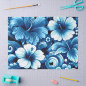 Tropische Hawaiiaanse bloemen Hibiscus blauw Decou Tissuepapier (Craft)
