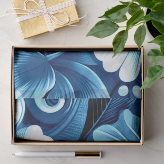 Tropische Hawaiiaanse bloemen Hibiscus blauw Decou Tissuepapier (Geschenk)