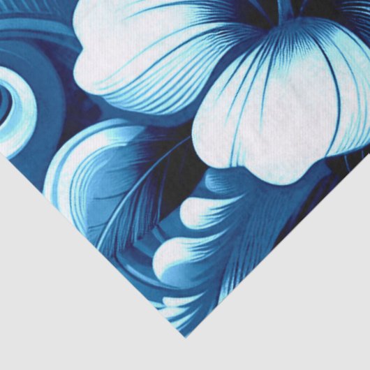 Tropische Hawaiiaanse bloemen Hibiscus blauw Decou Tissuepapier (Detail)