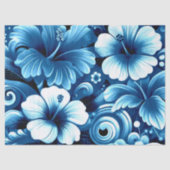 Tropische Hawaiiaanse bloemen Hibiscus blauw Decou Tissuepapier (Voorkant)