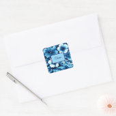 Tropische Hawaiiaanse bloemen Hibiscus blauw patro Vierkante Sticker (Envelop)