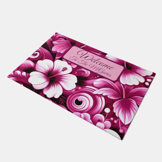 Tropische Hawaiiaanse bloemen Hibiscus gepersonali Deurmat (Schuin)