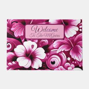 Tropische Hawaiiaanse bloemen Hibiscus gepersonali Deurmat