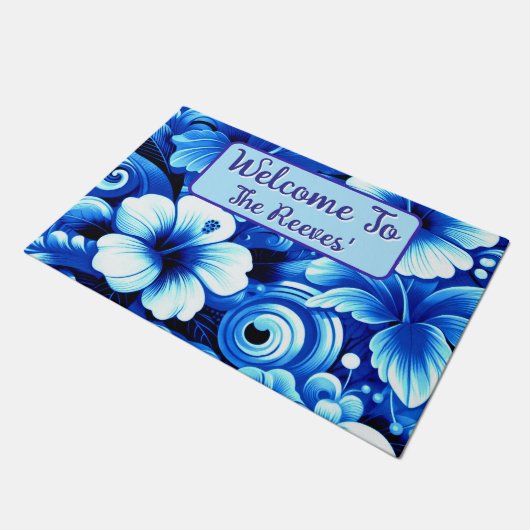 Tropische Hawaiiaanse bloemen Hibiscus gepersonali Deurmat (Schuin)