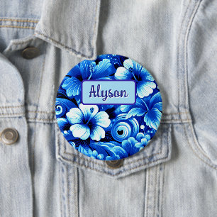 Tropische Hawaiiaanse bloemen Hibiscus gepersonali Ronde Button 4,0 Cm