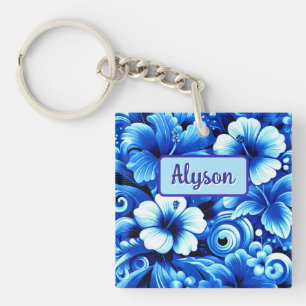 Tropische Hawaiiaanse bloemen Hibiscus gepersonali Sleutelhanger