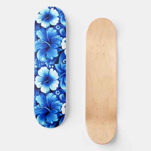 Tropische Hawaiiaanse bloemen Hibiscus kobalt blau Persoonlijk Skateboard (Voorkant)