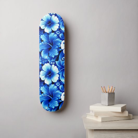 Tropische Hawaiiaanse bloemen Hibiscus kobalt blau Persoonlijk Skateboard (Muurkunst)