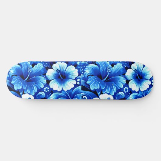 Tropische Hawaiiaanse bloemen Hibiscus kobalt blau Persoonlijk Skateboard (Horizontaal)