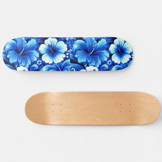 Tropische Hawaiiaanse bloemen Hibiscus kobalt blau Persoonlijk Skateboard (Horizontaal)