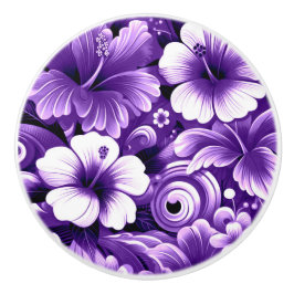 Tropische Hawaiiaanse bloemen Hibiscus Paarse Patr Keramische Knop