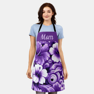 Tropische Hawaiiaanse bloemen Hibiscus Paarse Patr Schort