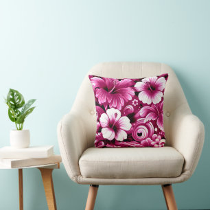 Tropische Hawaiiaanse bloemen Hibiscus roze patroo Kussen