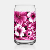 Tropische Hawaiiaanse bloemen Hibiscus roze wit Blikvorm Glas (Achterkant)