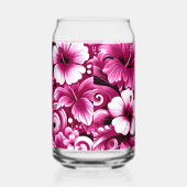 Tropische Hawaiiaanse bloemen Hibiscus roze wit Blikvorm Glas (Rechts)