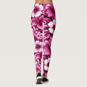 Tropische Hawaiiaanse bloemen Hibiscus roze wit Leggings (Achterkant)