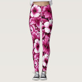 Tropische Hawaiiaanse bloemen Hibiscus roze wit Leggings (Voorkant)