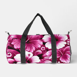 Tropische Hawaiiaanse bloemen Hibiscus roze wit Plunjezak