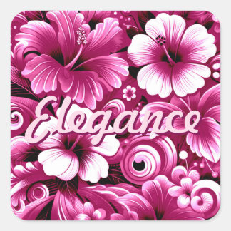 Tropische Hawaiiaanse bloemen Hibiscus roze wit Vierkante Sticker