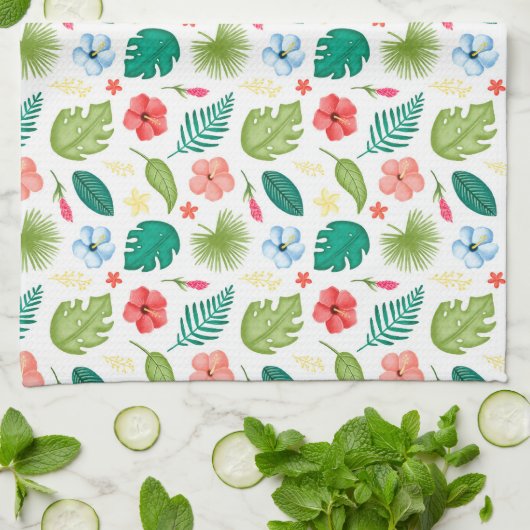 Tropische Hawaiiaanse Bloemen Verjaardagsfeest Theedoek (Gevouwen)