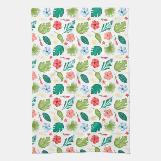 Tropische Hawaiiaanse Bloemen Verjaardagsfeest Theedoek (Verticaal)