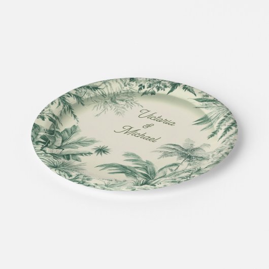 Tropische Hawaiiaanse eiland bruiloft Papieren Bordje (Gekanteld)