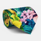 Tropische Hawaiiaanse frangipani Kleurrijk patroon Stropdas (Opgerold)