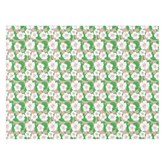 Tropische Hawaiiaanse Hibiscus Bloemen Khaki Beige Tafelkleed (Voorkant (Horizontaal))