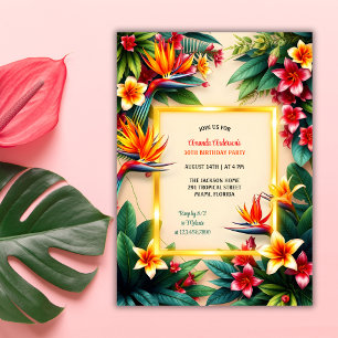 Tropische Hawaiiaanse Hibiscus Bloemen Verjaardags Kaart