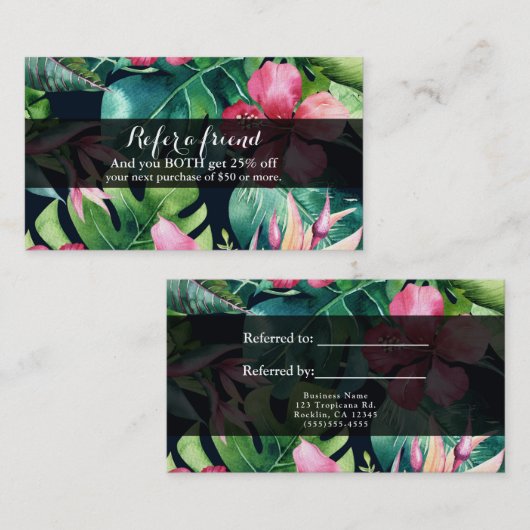 Tropische Hawaiiaanse Hibiscus Floral Verwijs een  Aanbevelingskaartje (Voorkant / Achterkant)