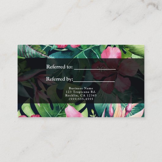 Tropische Hawaiiaanse Hibiscus Floral Verwijs een  Aanbevelingskaartje (Achterkant)