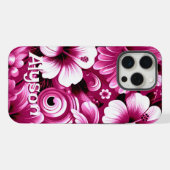 Tropische Hawaiiaanse Hibiscus Roze Wit Gepersonal iPhone Hoesje (Achterkant horizontaal)