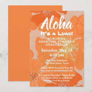 Tropische Hawaiiaanse Luau Afstudeerfeest Uitnodig Kaart