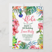 Tropische Hawaiiaanse Luau Bloemen Verjaardag Kaart (Voorkant)