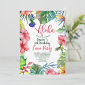 Tropische Hawaiiaanse Luau Bloemen Verjaardag Kaart (Staand voorkant)
