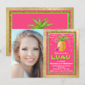 Tropische Hawaiiaanse Luau verjaardagsfeestje uitn Kaart (Voorkant / Achterkant)