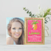 Tropische Hawaiiaanse Luau verjaardagsfeestje uitn Kaart (Staand voorkant)