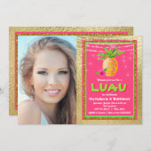 Tropische Hawaiiaanse Luau verjaardagsfeestje uitn Kaart (Voorkant / Achterkant)