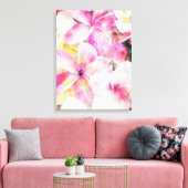Tropische Hawaiiaanse plumeria bloem waterverf Canvas Afdruk (Insitu (Woonkamer))