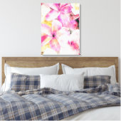 Tropische Hawaiiaanse plumeria bloem waterverf Canvas Afdruk (Insitu (Slaapkamer))