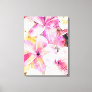 Tropische Hawaiiaanse plumeria bloem waterverf Canvas Afdruk