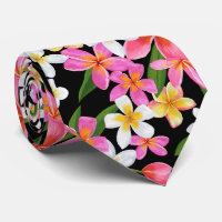 Tropische Hawaiiaanse Plumeria Bloemen op Zwart