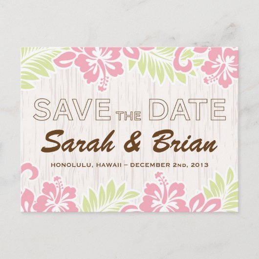 Tropische Hawaiiaanse Save the Date briefkaart (Voorkant)