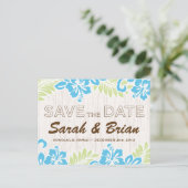 Tropische Hawaiiaanse Save the Date Turquoise Aankondigingskaart (Staand voorkant)