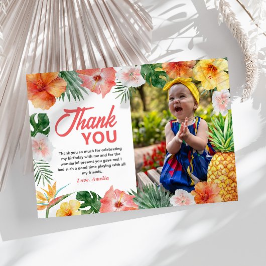 Tropische Hawaiiaanse Verjaardag Foto dank u kaart