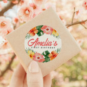 Tropische Hawaiiaanse verjaardagsfeest ronde Stick Sticker