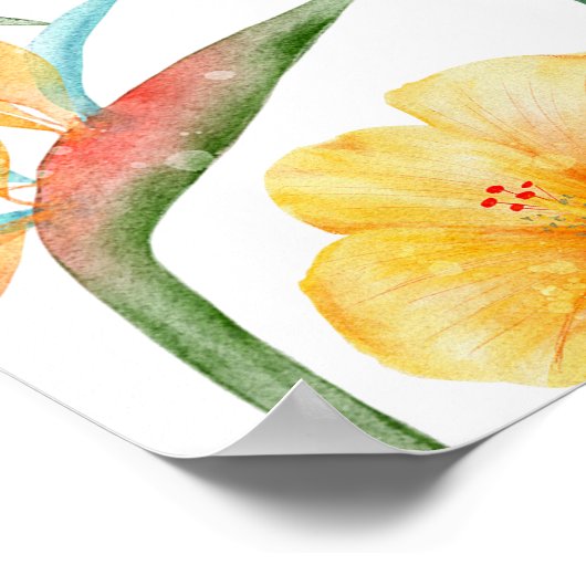 Tropische Hawaiiaanse verjaardagsfeest welkomstbor Poster (Hoek)